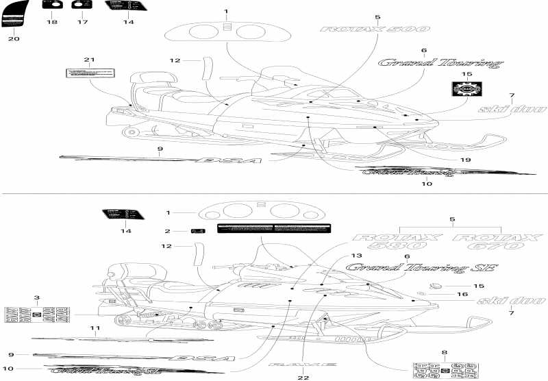 snowmobile Skidoo Grand Touring 500, 1996  - Decals 500