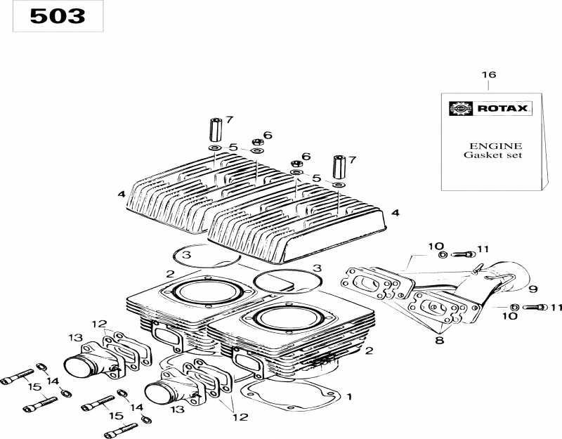  BRP  Skandic 500, 1996 - Cylinder And Exhaust Manifold 503