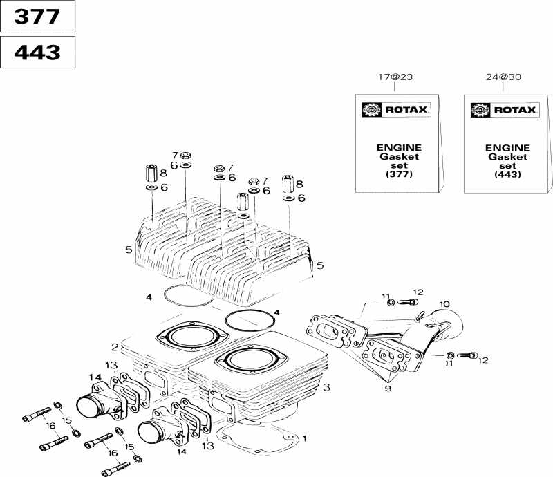  SkiDoo  Touring LE, 1996 - Cylinder And Exhaust Manifold 443