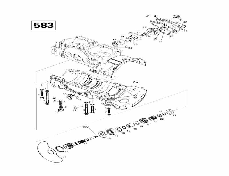 snowmobile SkiDoo Formula 500, 1997  - Crankcase, Rotary Valve, Water Pump