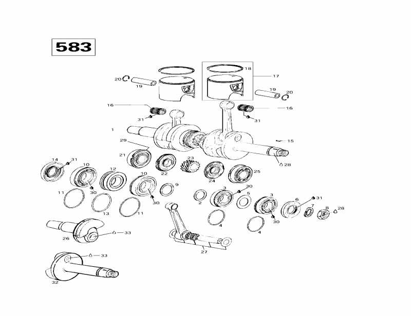 snowmobile ski-doo  Formula 583, 1997 - Crankshaft And Pistons (583)