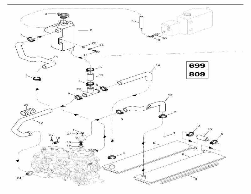  ski-doo Mach Z LT, 1997  - Cooling System (699, 809)