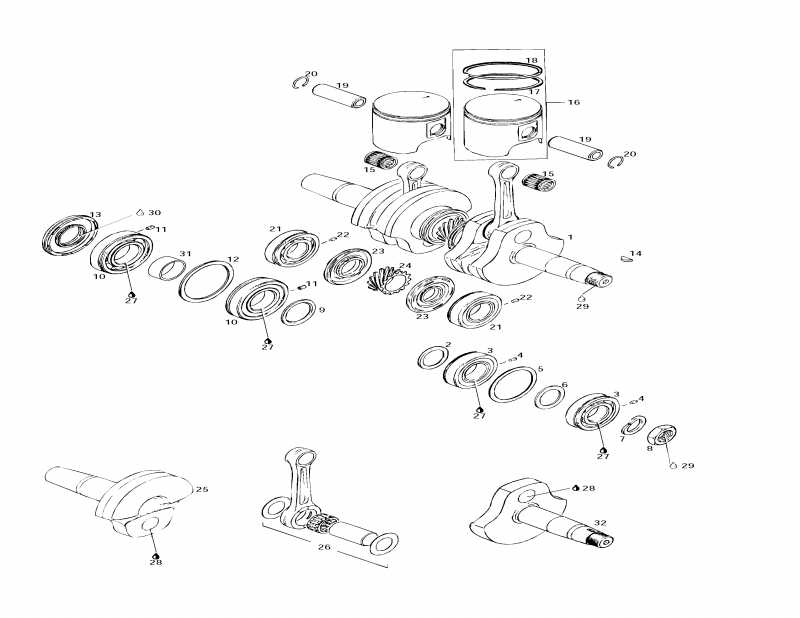  Skidoo MX Z 440 LC, 1997  - Crankshaft And Pistons