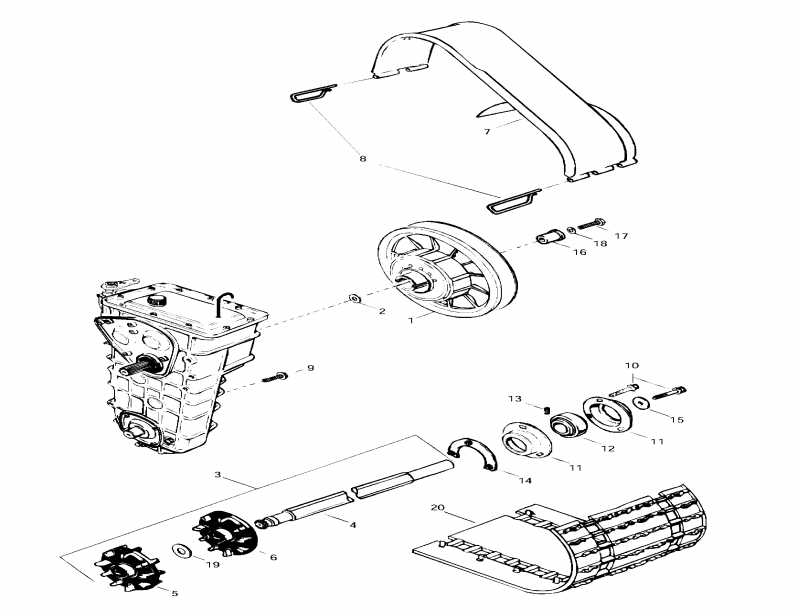 �������� Skidoo ����������� Skandic Wide Track, 1997 - Drive Axle, Track And Belt Guard