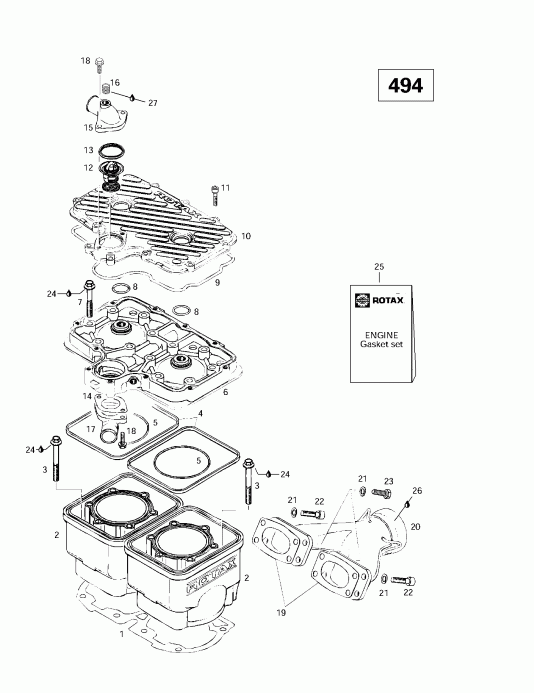  Ski Doo  Summit 500/583/670, 1997 - Cylinder, Exhaust Manifold (494)