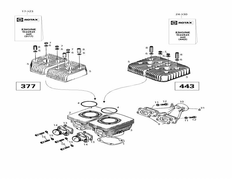   Touring SLE, 1997 - Cylinder, Exhaust Manifold (377, 443)