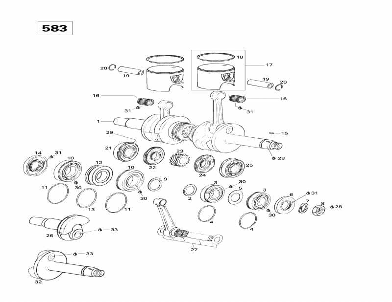  SkiDoo Formula 583 Deluxe, 1998 - Crankshaft And Pistons (583)