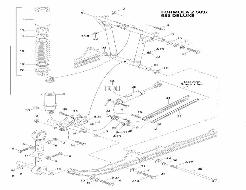 snowmobile BRP Formula 583 Deluxe, 1998 - Front Arm, Rear Suspension