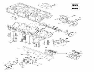 01-  ,  ,   (599, 699) (01- Crankcase, Reed Valve, Water Pump (599, 699))