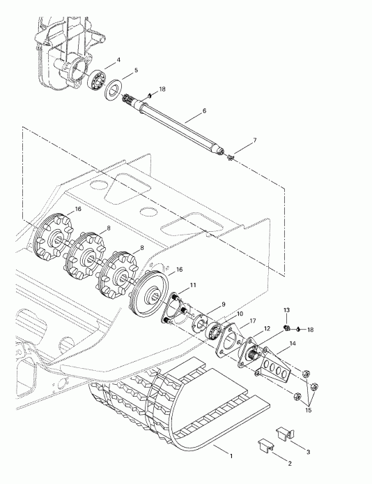  BRP SkiDoo Grand Touring 500/583, 1998  - Drive Axle  Track