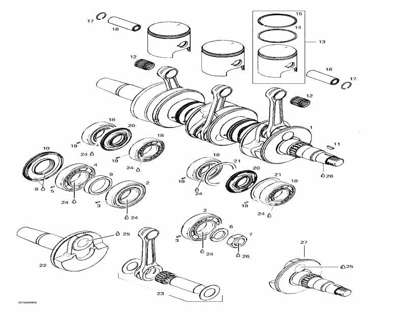 Skidoo  Grand Touring 700, 1998 - Crankshaft And Pistons