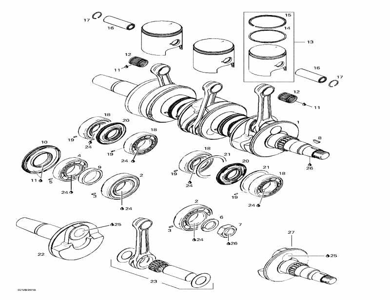 snowmobile Ski Doo - Crankshaft And Pistons