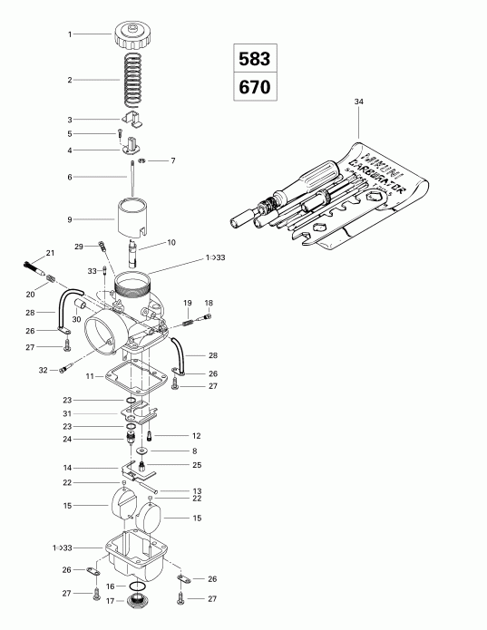 snowmobile Ski Doo - Carburetors (583, 670)