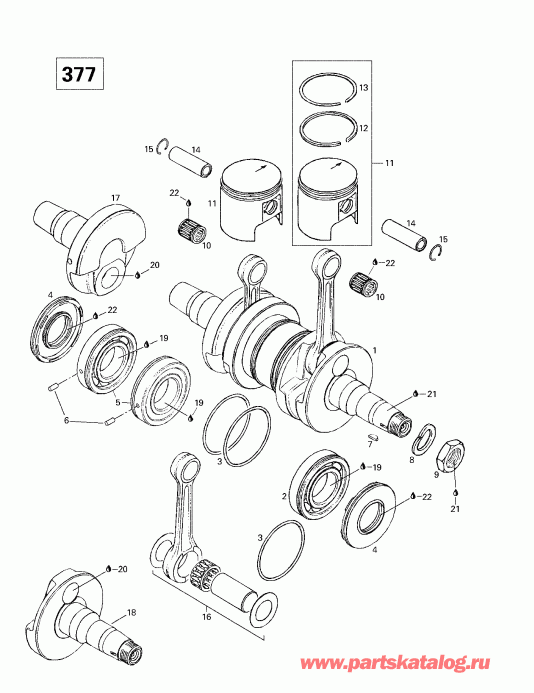 Skandic 380/500, 1998 - Crankshaft And Pistons (377)