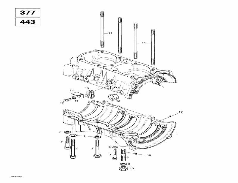 Skidoo Touring SLE, 1998 - Crankcase (377, 443)