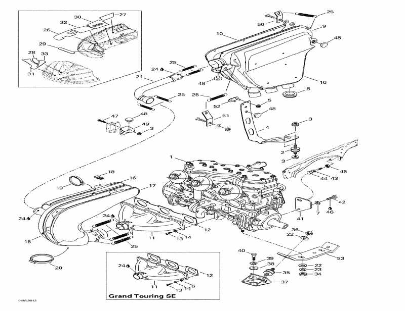  ski-doo  Grand Touring 700, 1999 - Engine Support And Muffler