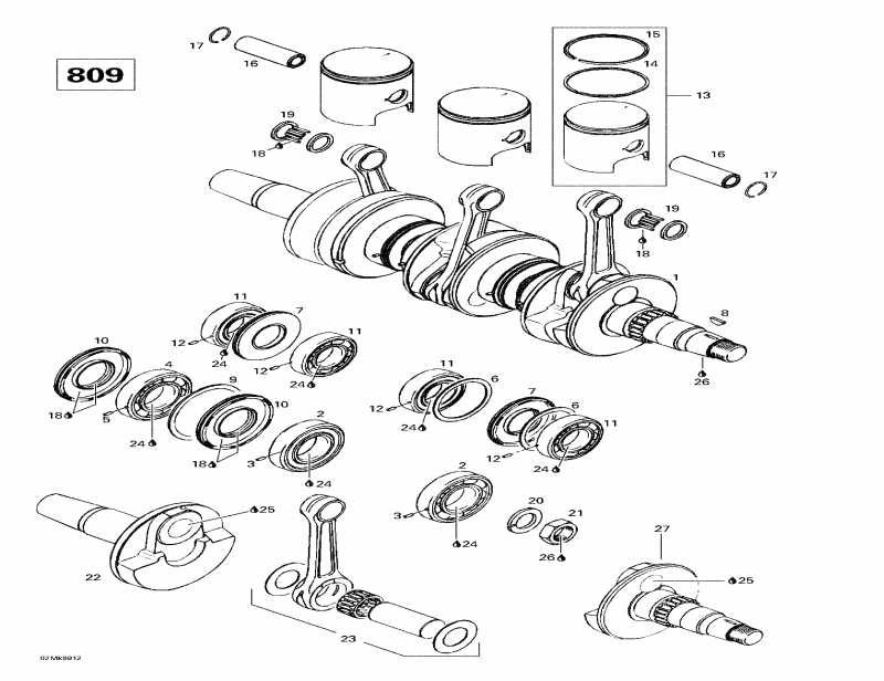 snowmobile  Mach Z LT R, 1999 - Crankshaft And Pistons (809)