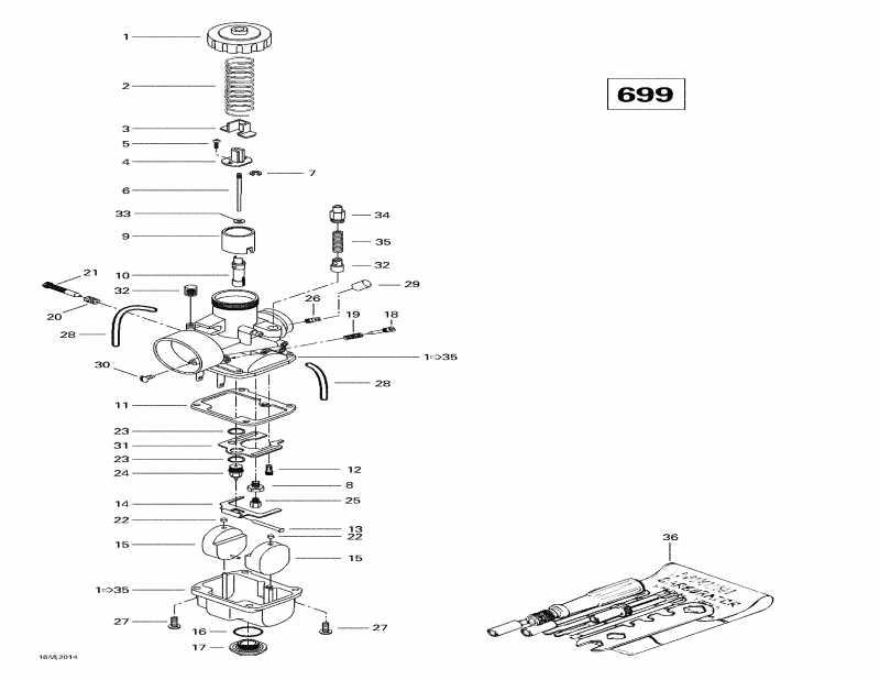  Ski-doo Grand Touring SE Millennium Edition, 2000  - Carburetors (699)