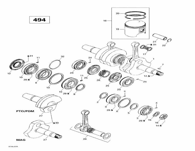  Ski Doo Skandic Wide Track, 2000  - Crankshaft And Pistons (494)