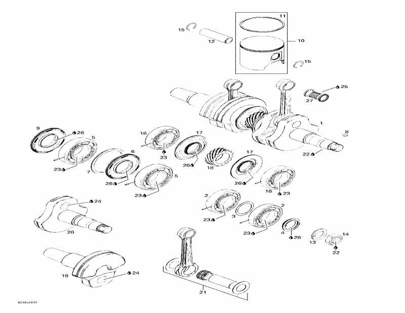 snowmobile Skidoo Summit 700, 2000 - Crankshaft And Pistons