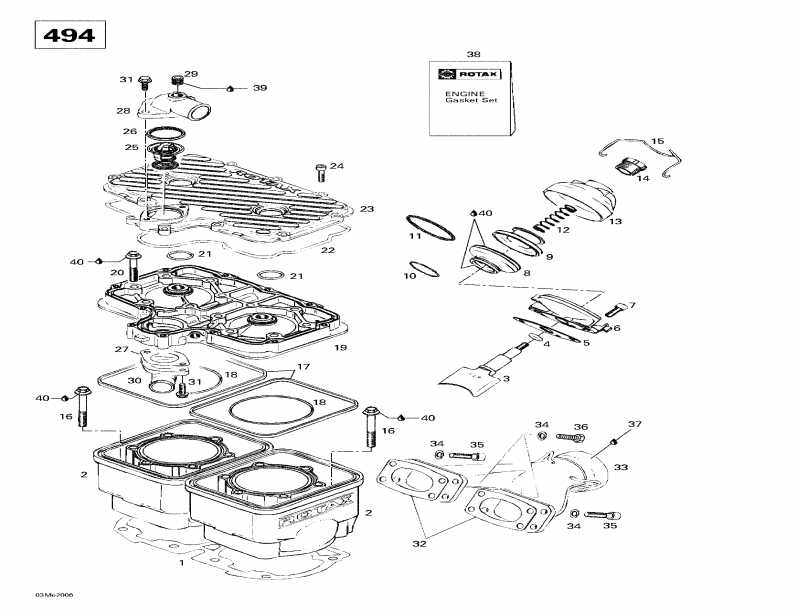 snowmobile  Touring 500 LC, 2000 - Cylinder, Exhaust Manifold
