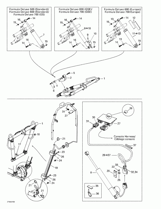 snowmobile SkiDoo Formula Deluxe 500/600/700, 2001  - Rear Shocks