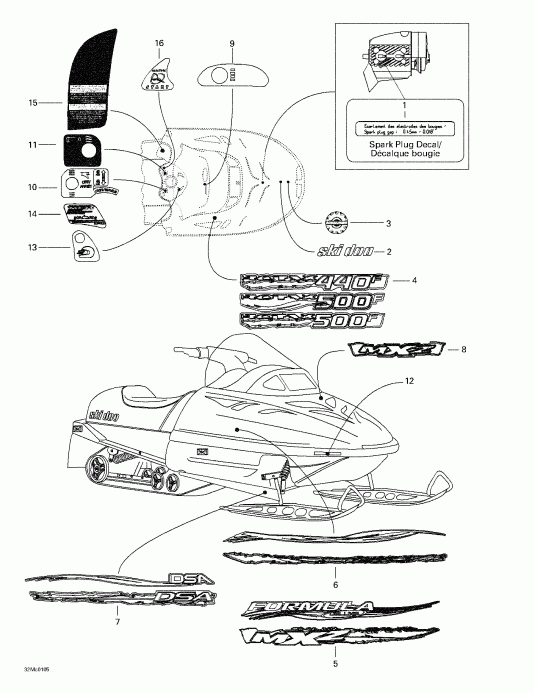  Skidoo MX Z 440 F/500 F, 2001  - Decals