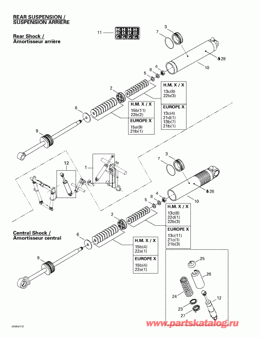 Skidoo Summit 600/700/800, 2001  - Front Take Apart Shocks