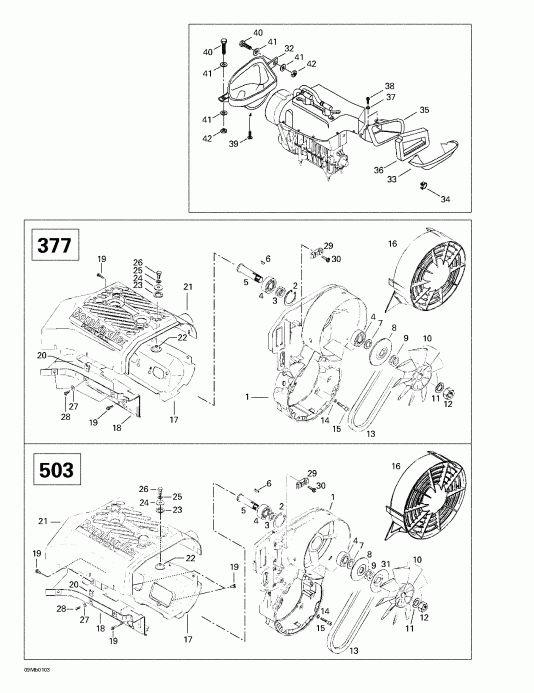  Ski-doo Touring 380 F/500F, 2001  - Cooling System And Fan