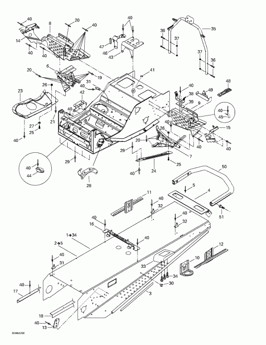 snowmobile  Grand Touring 380 F/500 F, 2002  - Frame And Accessories