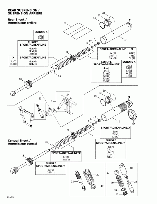 �������� ski-doo MX Z 500/600/700/800, 2002 - Rear Take Apart Shocks