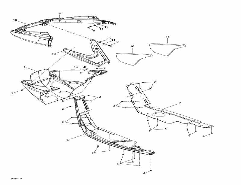 Snowmobile SkiDoo модификация MX Z 800 Rev, 2002 - Нижний поддон SKIDOO модель MX Z 800 Rev, 2002 - Bottom Pan