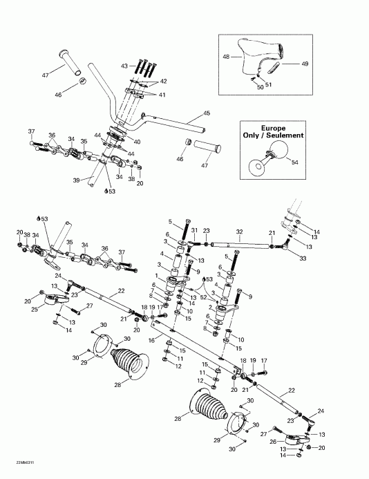 snowmobile Skidoo Grand Touring 380 F/550 F, 2003 - Steering System