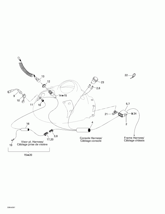 snowmobile Ski-doo Legend 500/600/700, 2003  - Console Harness