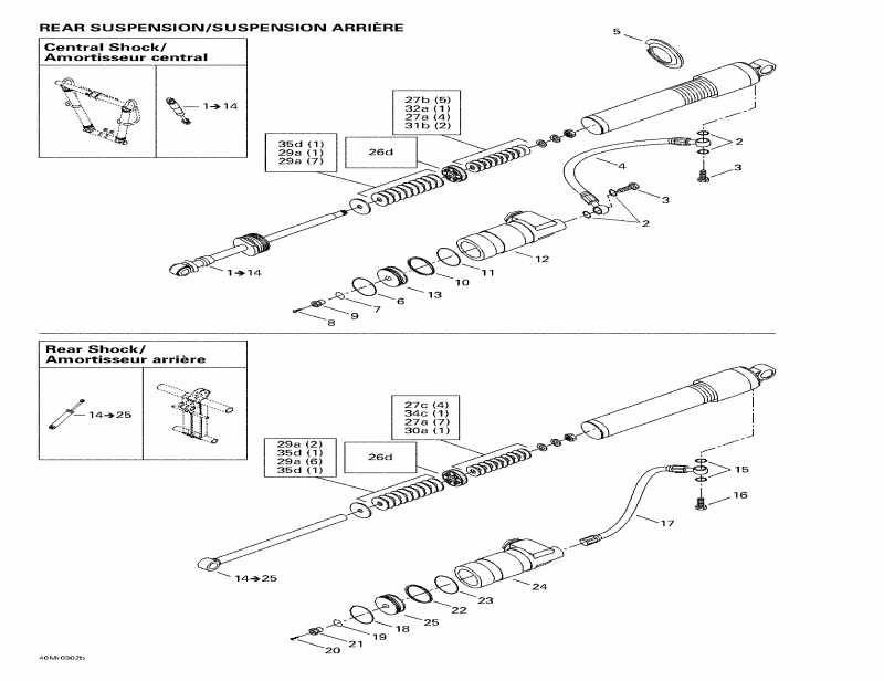  Skidoo  MX Z X 440, 2003 - Rear Take Apart Shocks