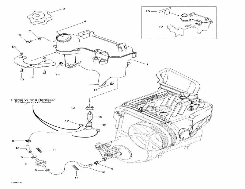 snowmobile Skidoo Skandic 500F, 2003 - Oil Tank And Support