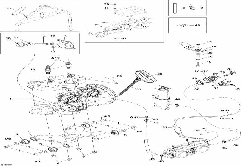 Skidoo GSX 600 HO SDI, 2004 - Engine Assembly And Support