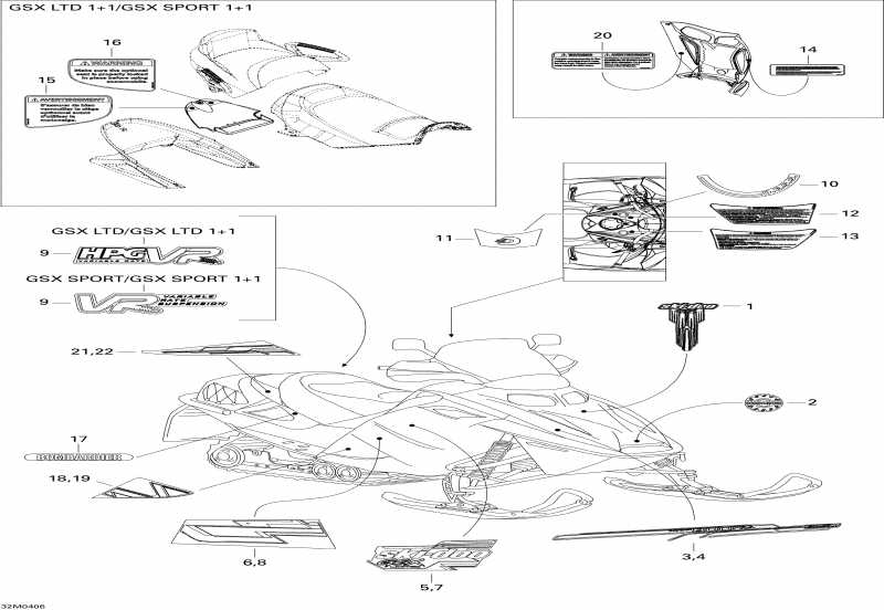 snowmobile SkiDoo  GSX 800 HO, 2004 - Decals