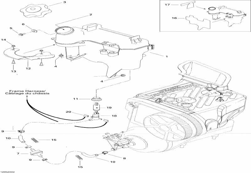 snowmobile SkiDoo MX Z 550F, 2004 - Oil Tank And Support