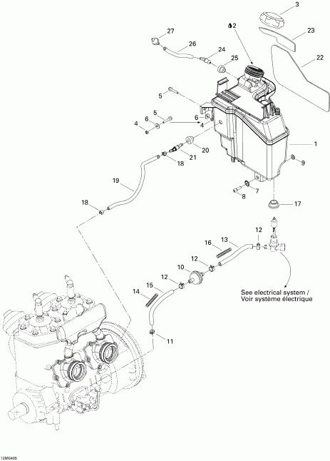  Ski-doo MX Z 600 HO Renegade/Renegade X, 2004  - Oil Tank