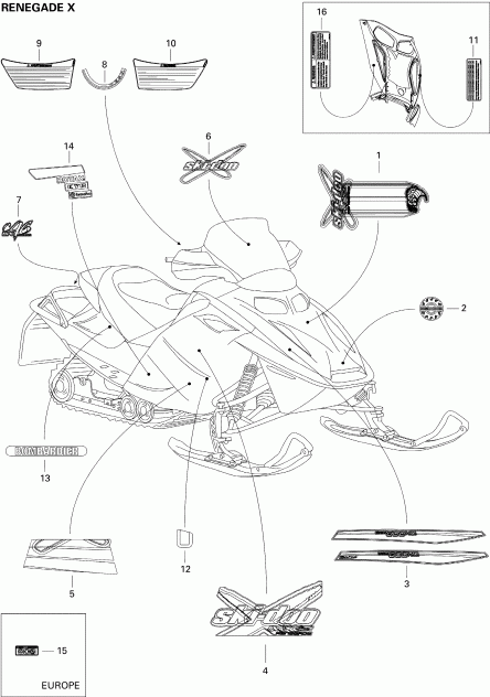 snowmobile Skidoo MX Z 600 HO Renegade/Renegade X, 2004  -  (renegade X)