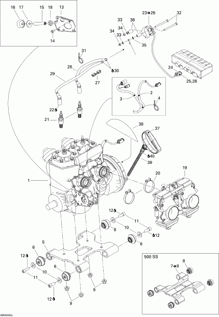 snowmobile Skidoo  MX Z 800 HO Adrenaline/X, 2004 - Engine Assembly And Support