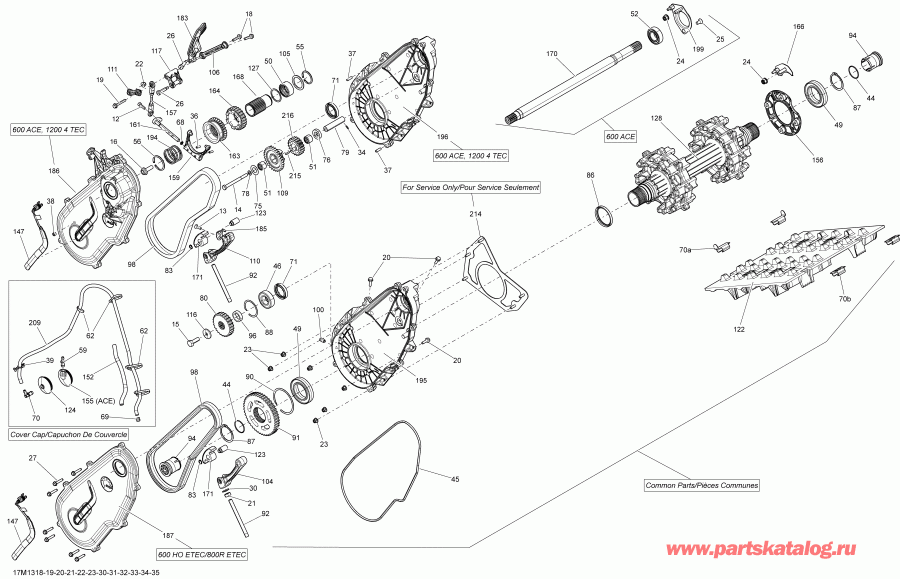 Ski Doo RENEGADE X & ADRENALINE 1200 XR, 2013 - Drive System