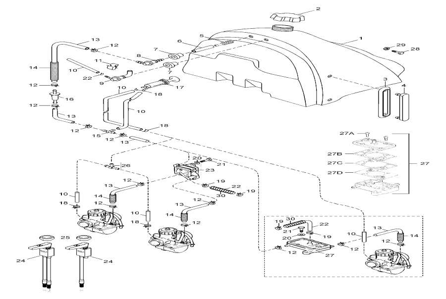 Snowmobile lynx  - Radiator, Hoses