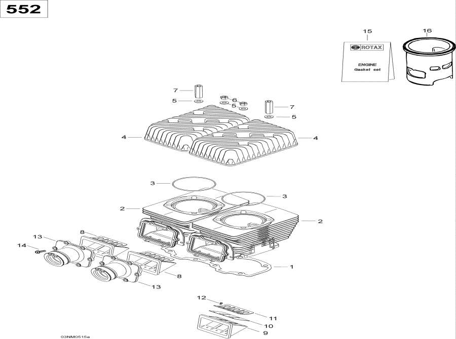 Snowmobile Lynx  - Cylinder And Cylinder Head, 552