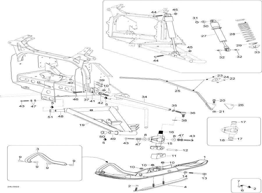 Snowmobile lynx  - Front Suspension And Ski