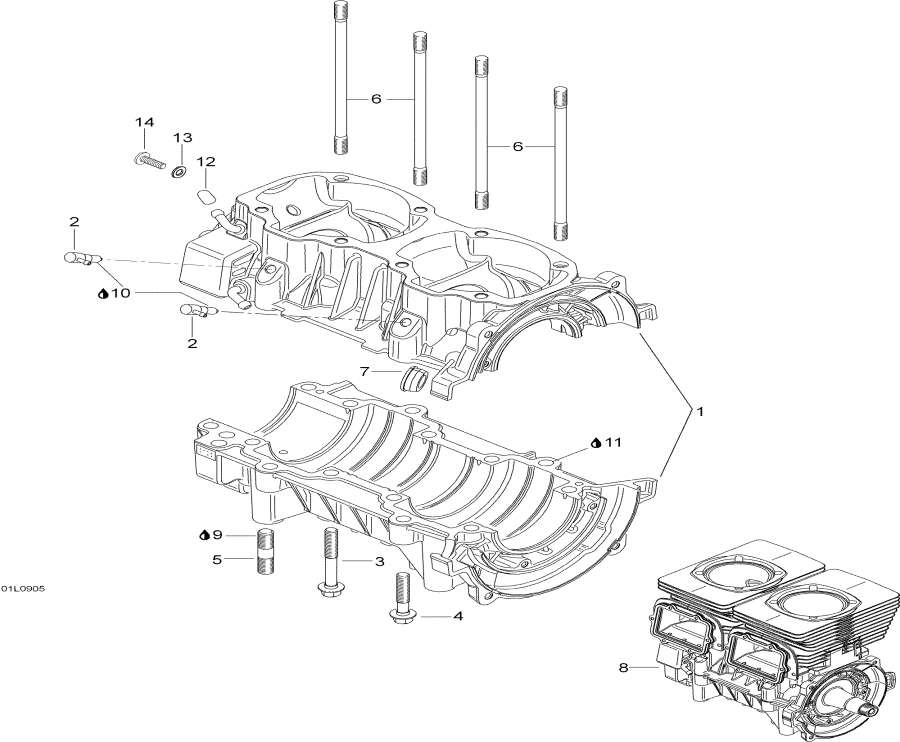 Snowmobile   - Crankcase -  