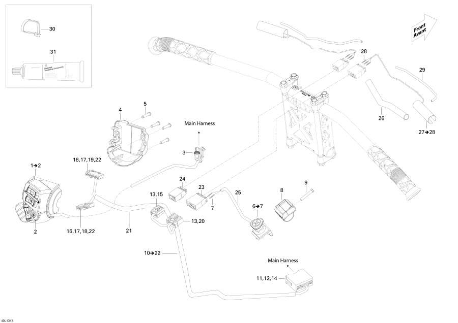 Snowmobile Lynx  -   Wi   - Steering Wiring Harness