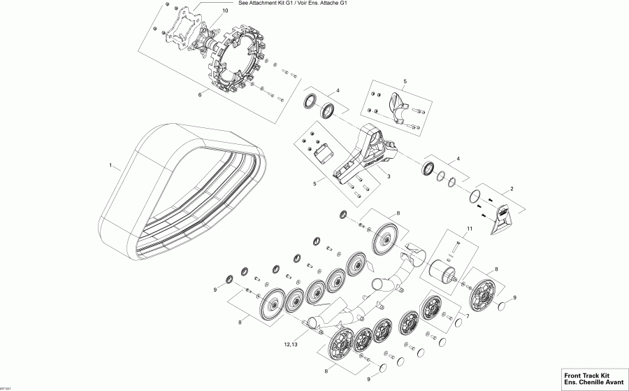 ATV Bombardier 0G1 Attachment - Front Track Kit