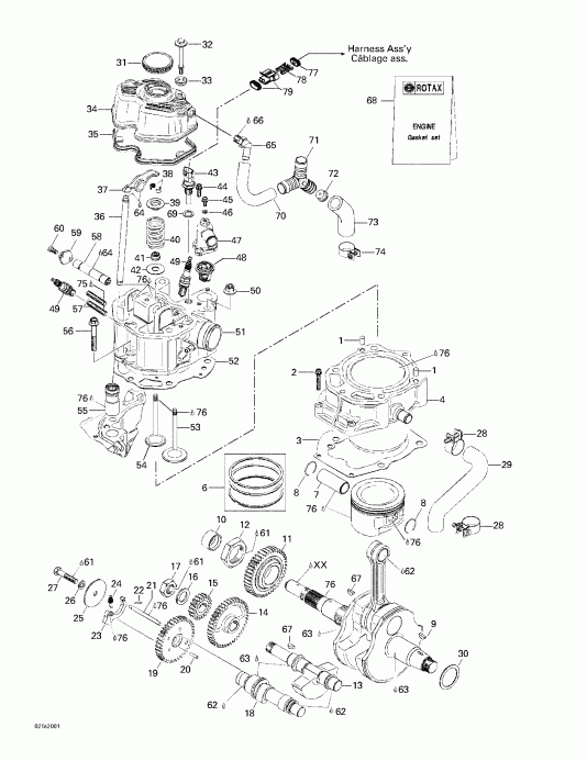 Traxter, 7400/7401, 2000  - Crankshaft, Pistons And Cylinder